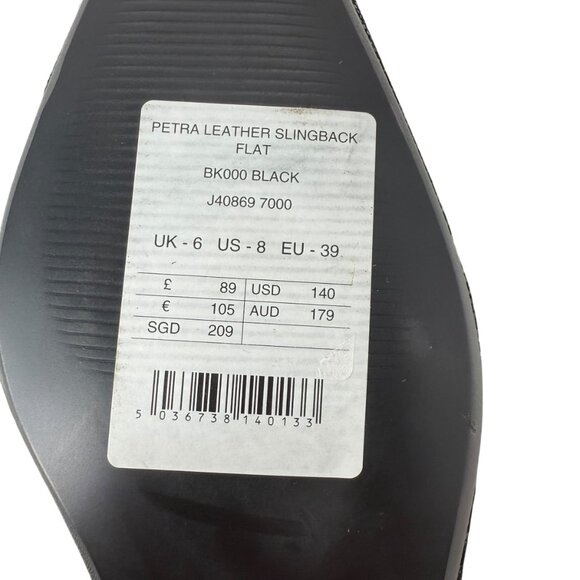 NWT Jigsaw Petra Leather Slingback Flat Black 39 - Picture 7 of 7